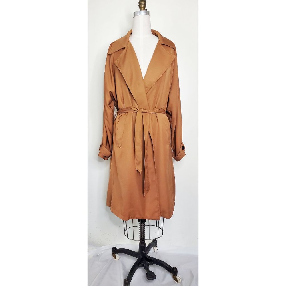 Modern Citizen Womens Cinnamon Brenna Tie-Front Trench Coat S/M - Picture 3 of 10